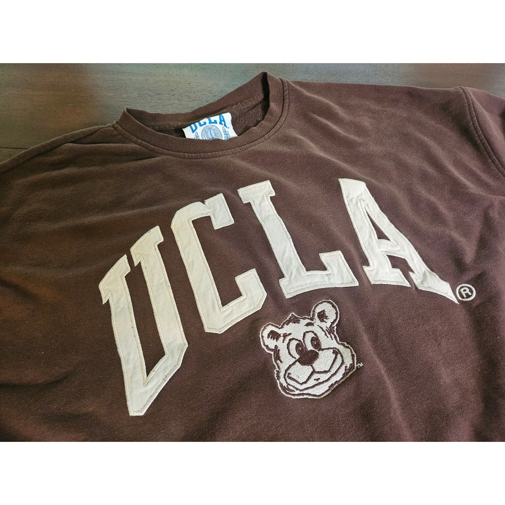 Vintage UCLA Sweatshirt Men XL Brown Joe Bruin Mascot Applique Crewneck Pullover